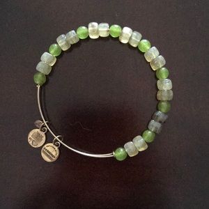 Alex and Ani Green Beaded Rafaelin Gold Bangle